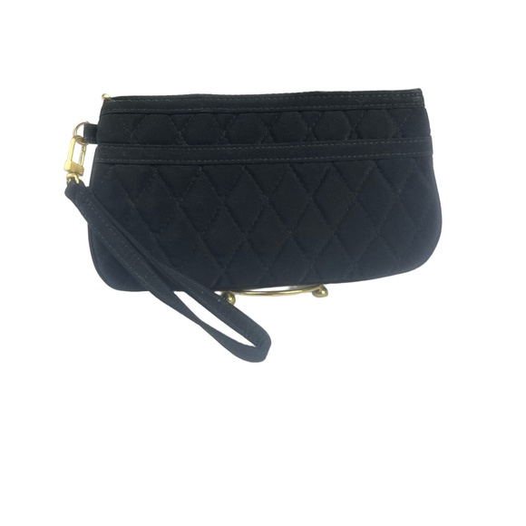 Vera Bradley Handbags - Vera Bradley Wristlet Black Quilted Gold-Tone Hardware Chic Classic